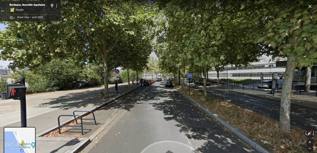 © La contre-allée quais des Queyries n'est plus accessible pour les voitures depuis septembre dernier – Google Map
