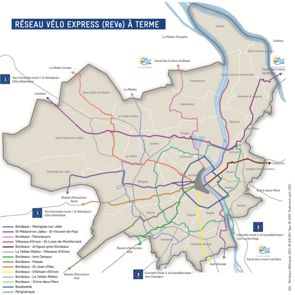 © Plan du réseau actuellement à l’étude par Bordeaux Métropole pour 2030 - Bordeaux Métropole