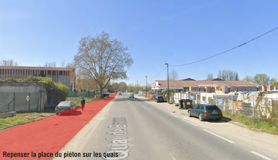 © La création de trottoir permettra de protéger plus efficacement les piétons sur les quais - Ingérop/MDP/Bordeaux Métropole