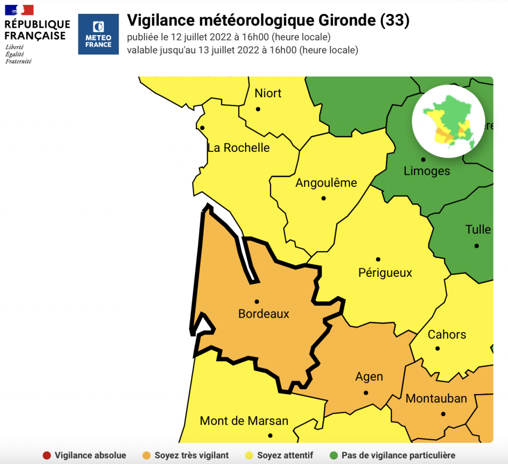 © La Gironde passe en alerte orange canicule dès ce soir - Météo France