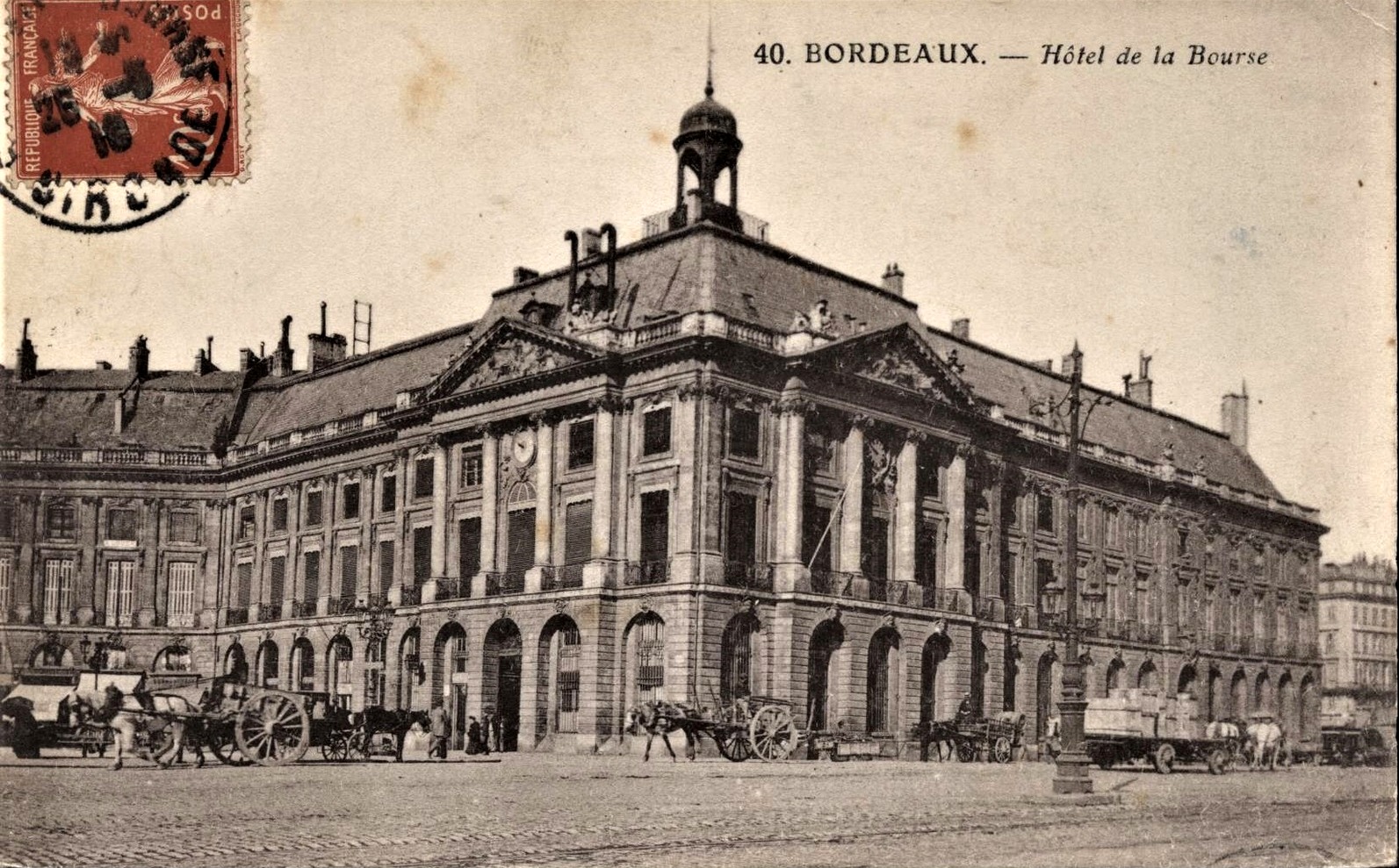 Vue ancienne du Palais de la Bourse à Bordeaux