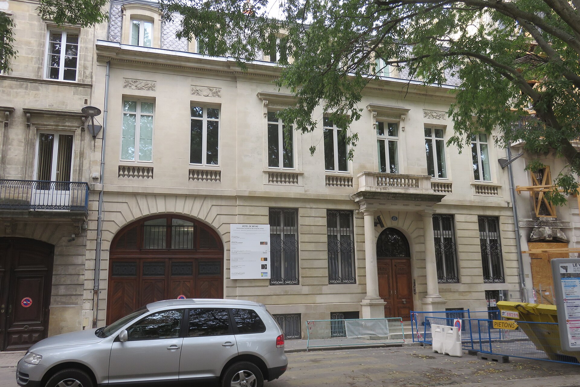 Façade de l’Hôtel de Bryas à Bordeaux
