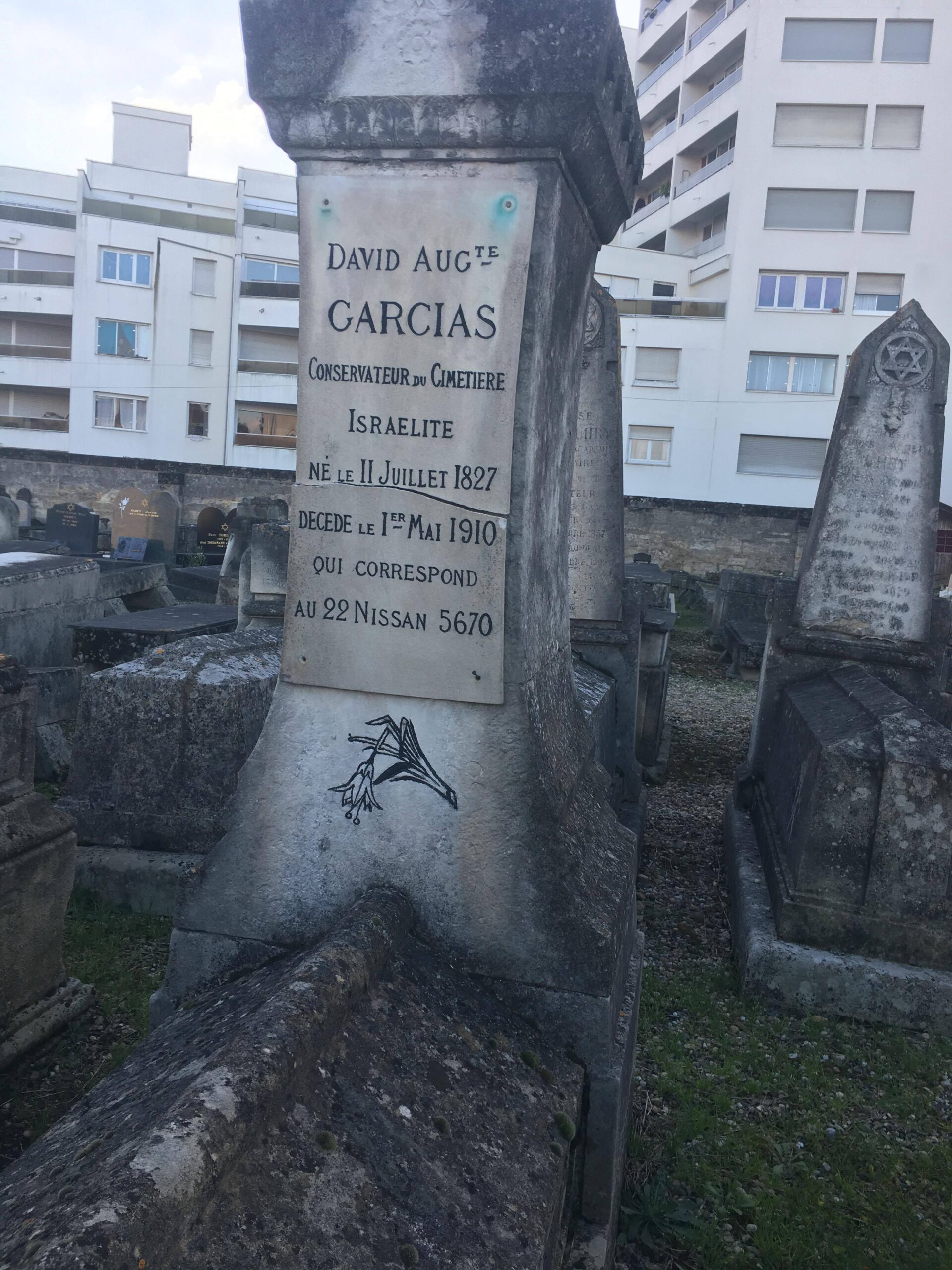 Allée et monuments du cimetière israélite de Bordeaux