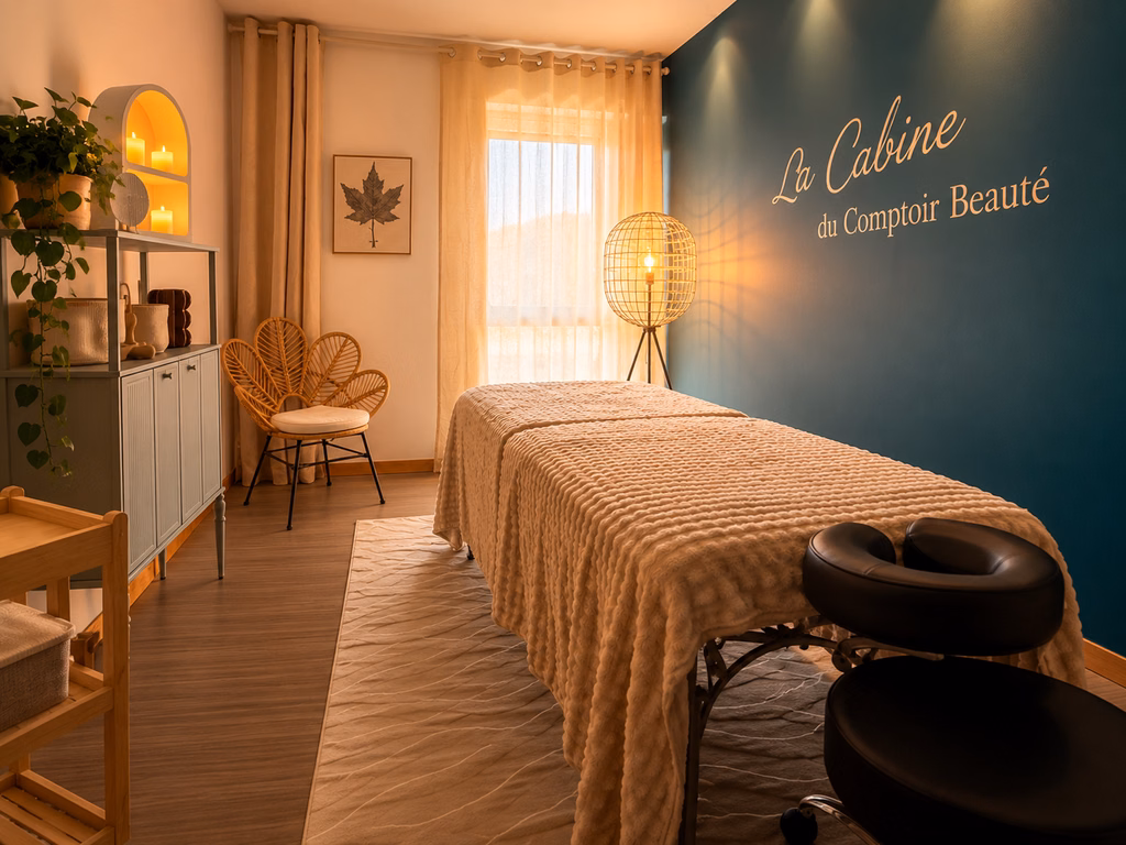 Une cabine de soins équipée à louer à la journée, à la semaine ou au mois chez Le Comptoir Beauté